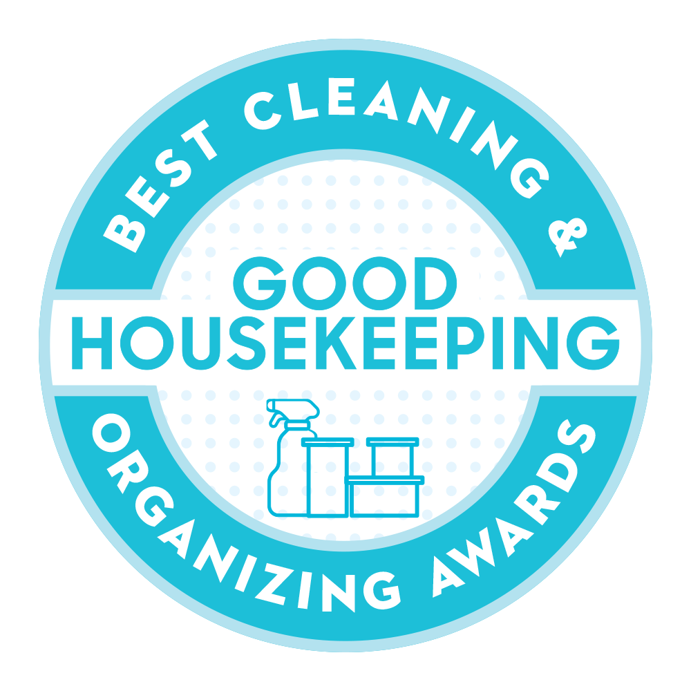 A blue and white logo for good housekeeping