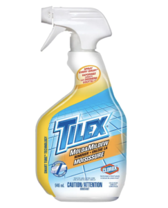 A bottle of tilex cleaner on white background.